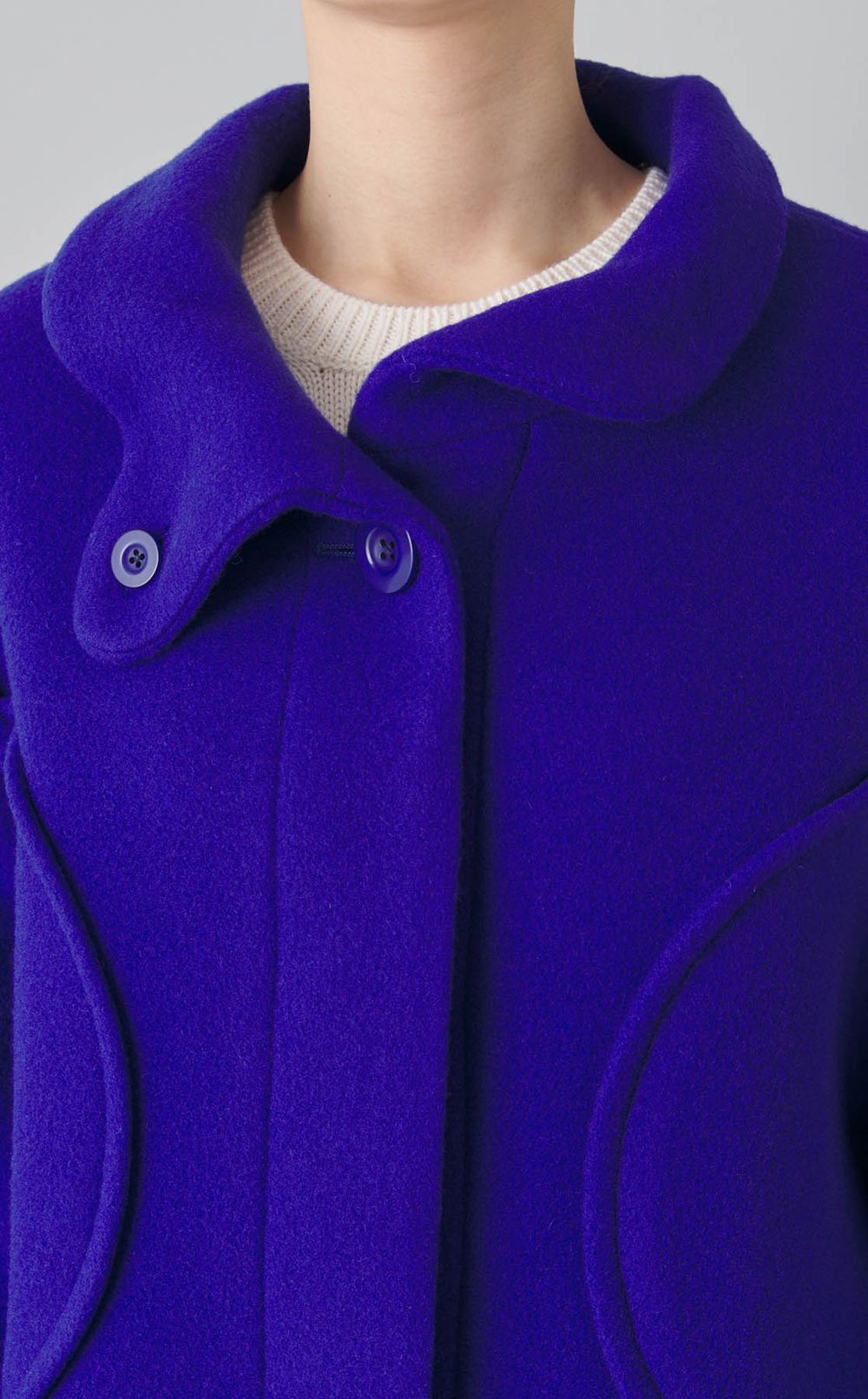 ウールウェーブラインコクーンコート