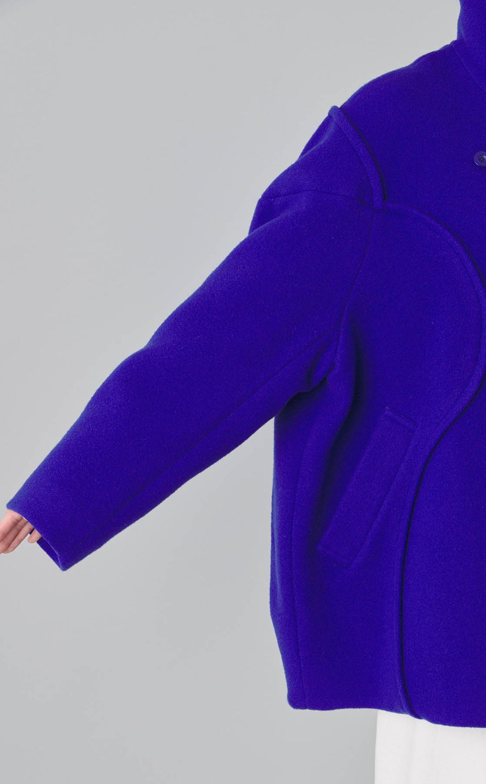 ウールウェーブラインコクーンコート