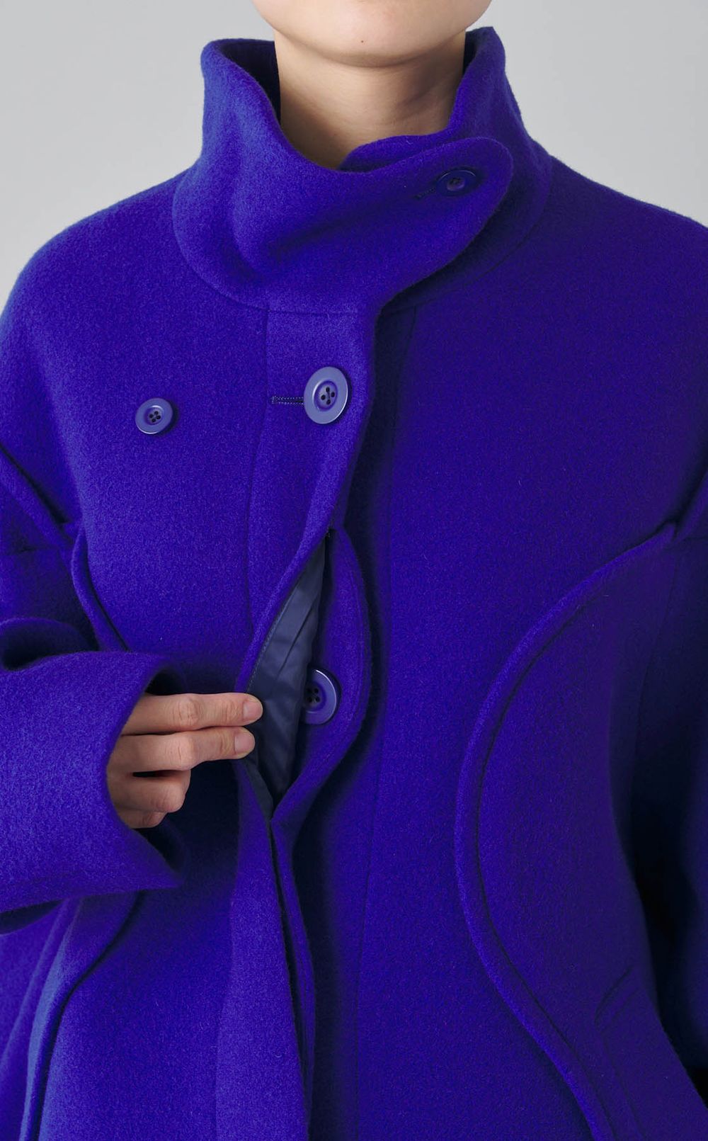 ウールウェーブラインコクーンコート