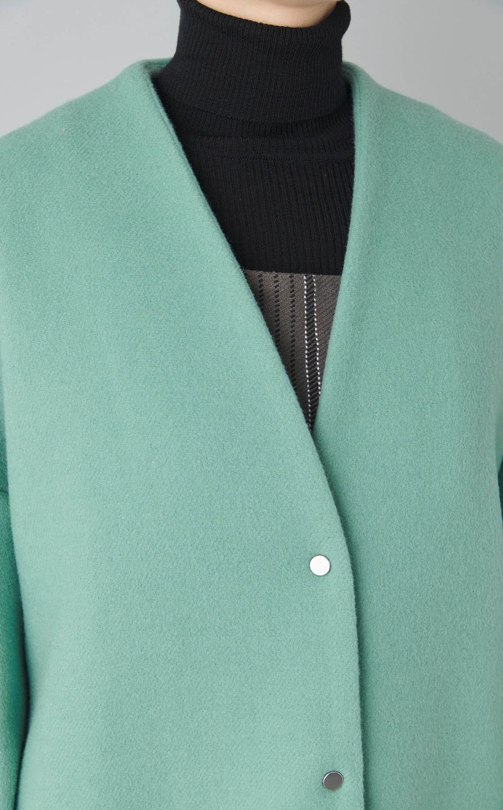 ウールショートノーカラーコート