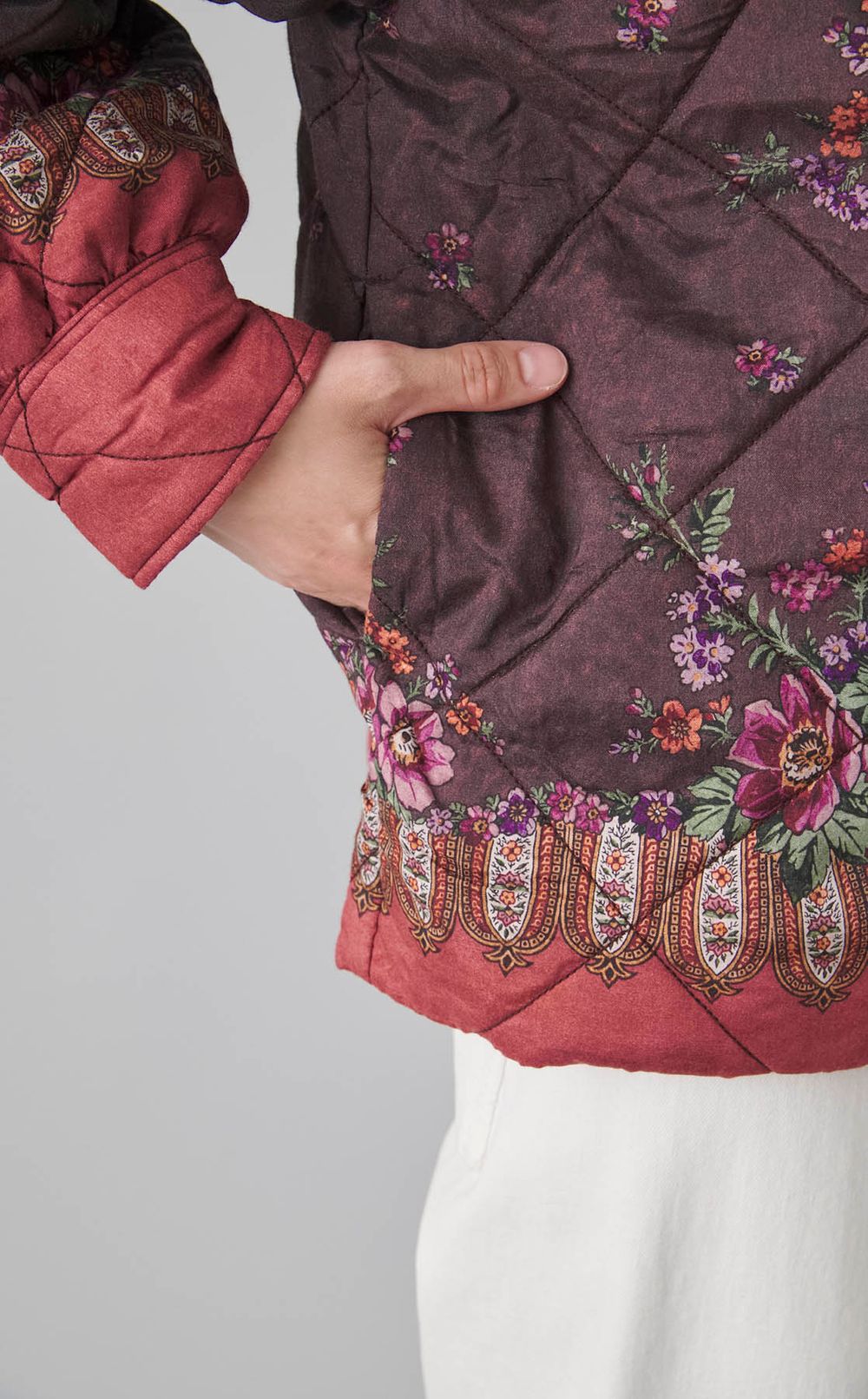 フラワープリントキルトブルゾン