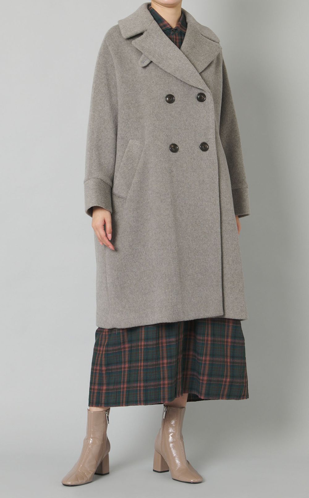 ウールテーラードロングピーコート