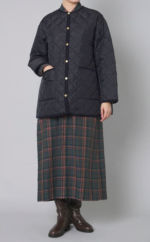 コットン混チェックシャツワンピース