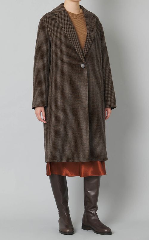 ウールハンドトゥースチェックコート