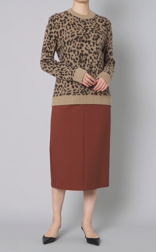 ウールレオパード柄ニットプルオーバー