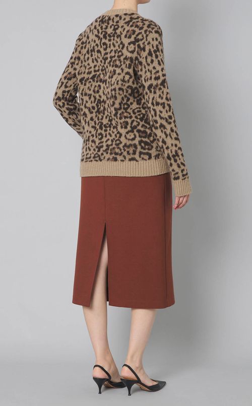 ウールレオパード柄ニットプルオーバー