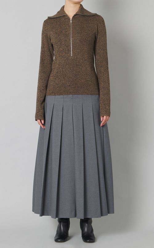 ジップアップタートルニットトップス