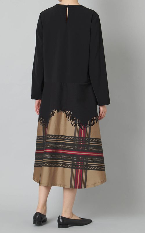 チェックジャガードバイカラーワンピース