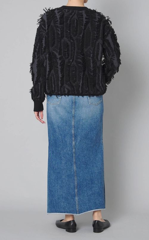 フリンジクルーネックニット