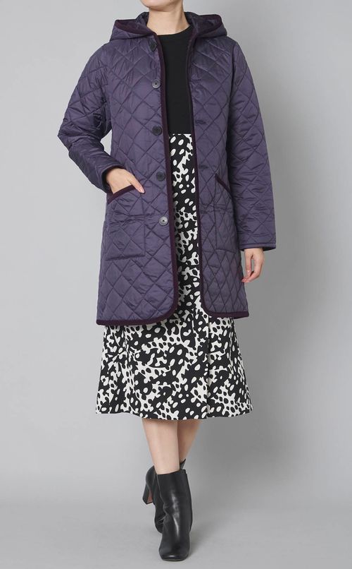 キルティングフーディロングコート