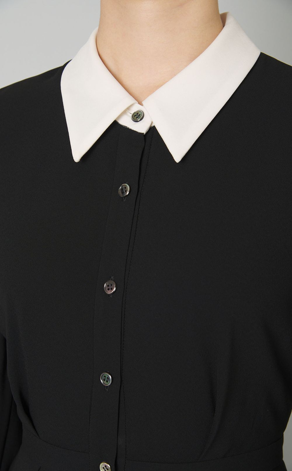 バイカラーシャツワンピース