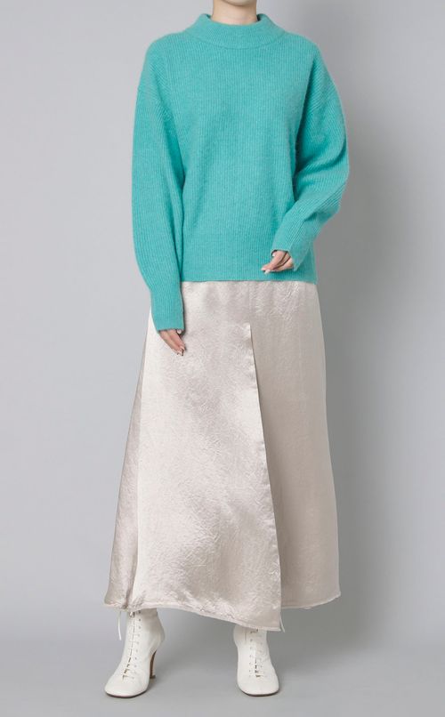 ウールミックス畦ニットプルオーバー