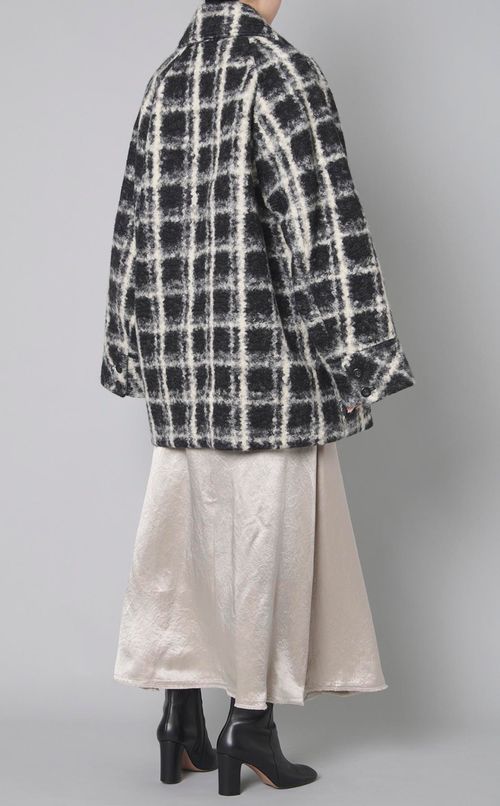 チェックオーバーミドルコート