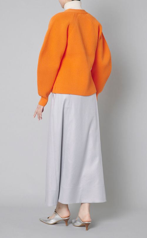 畦編みVネックカーディガン