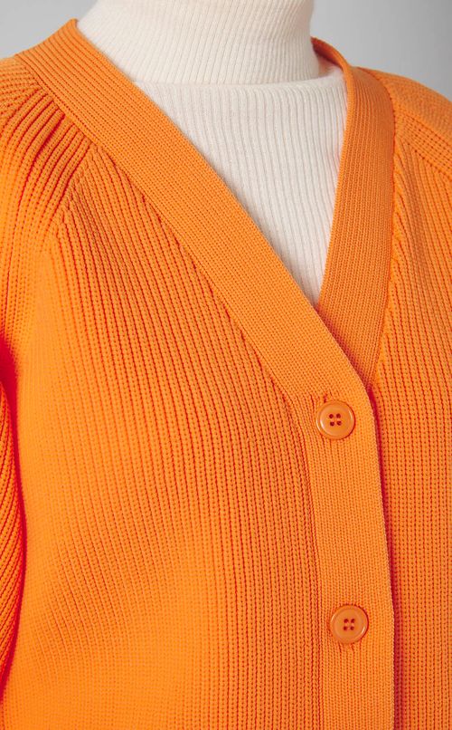 畦編みVネックカーディガン