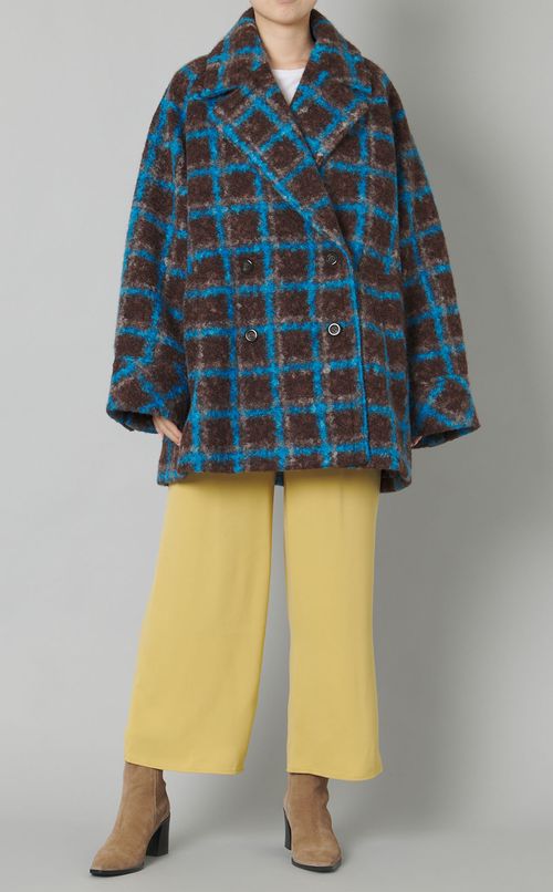 チェックオーバーミドルコート