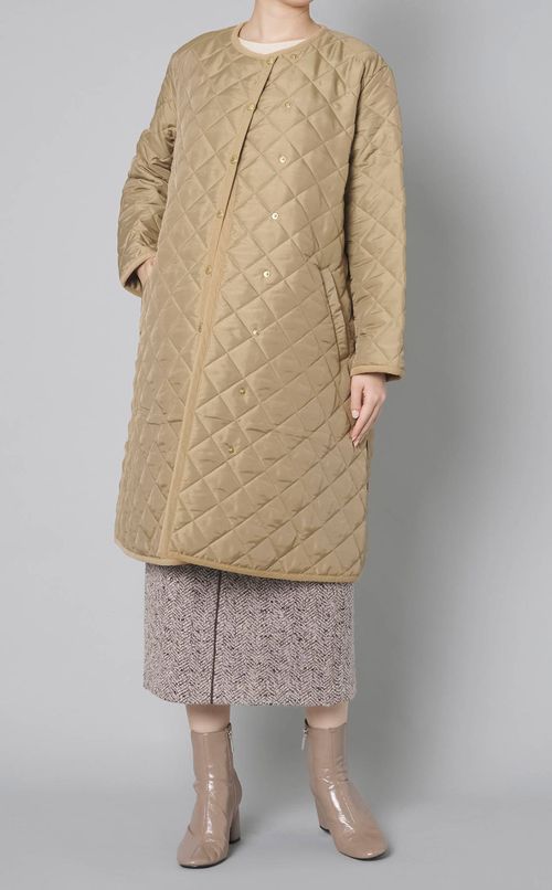 キルティングダブル仕立てロングコート