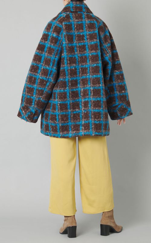 チェックオーバーミドルコート