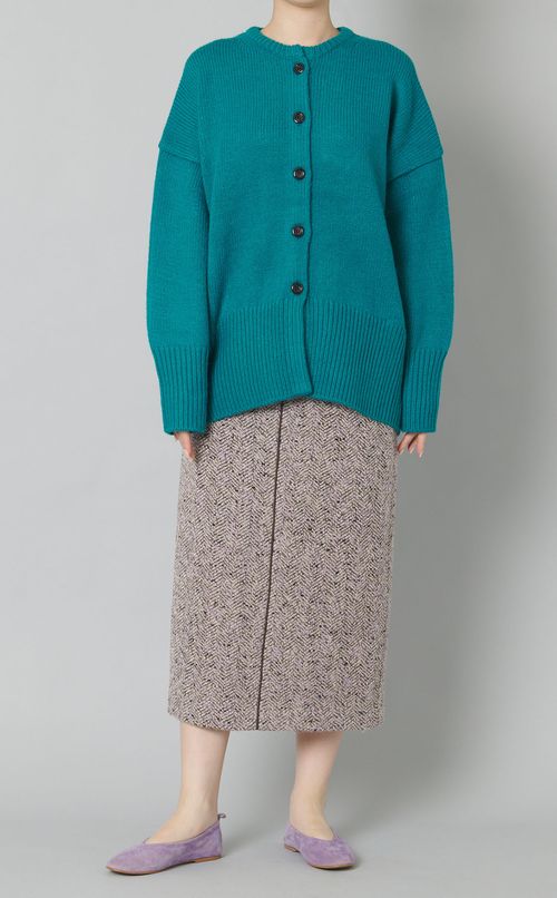 クルーネックニットカーディガン