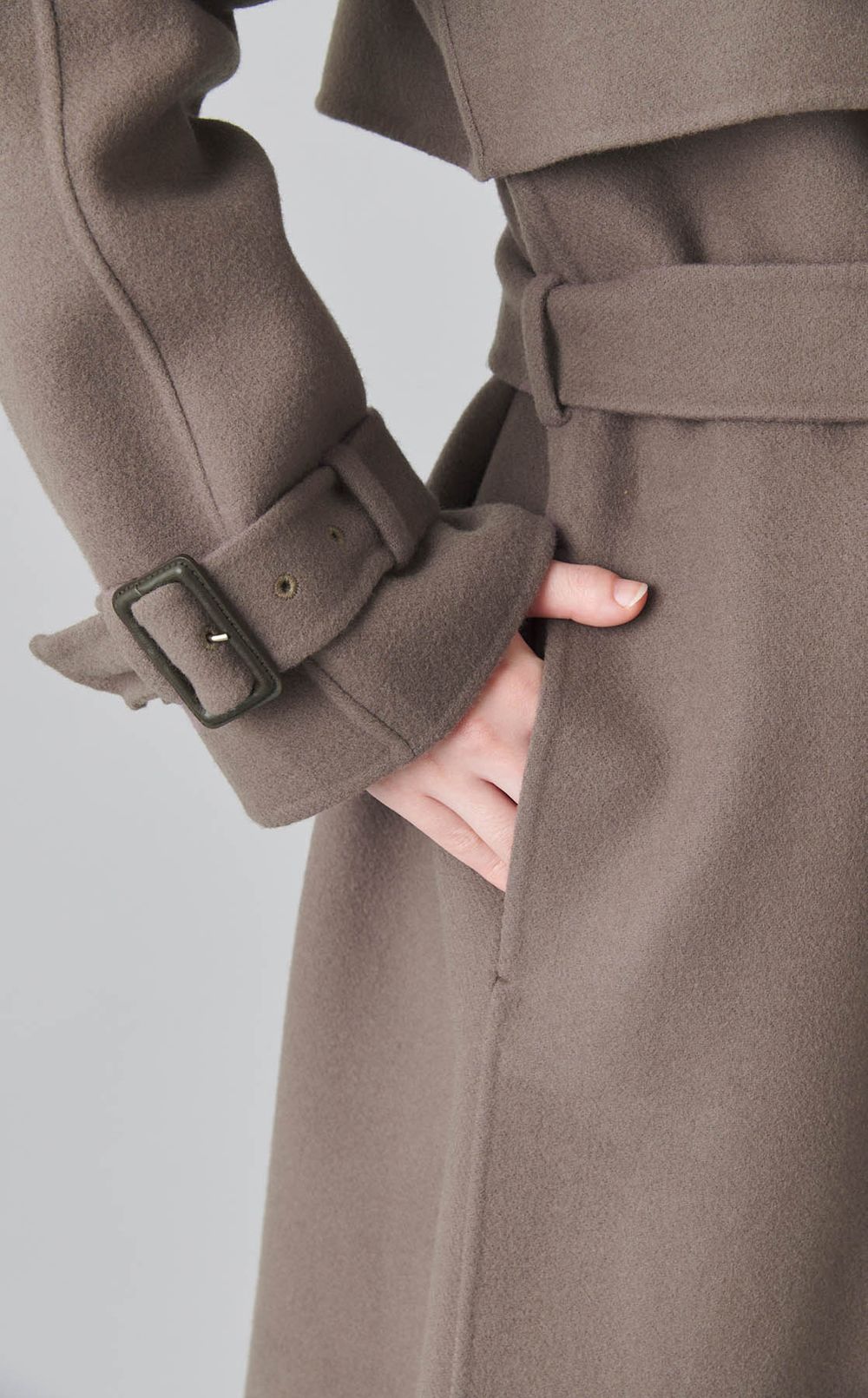 ウール混ロングトレンチコート