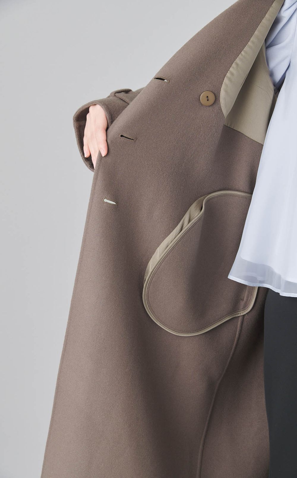 ウール混ロングトレンチコート