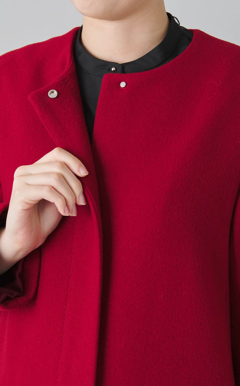 リボンストール付きノーカラーコート