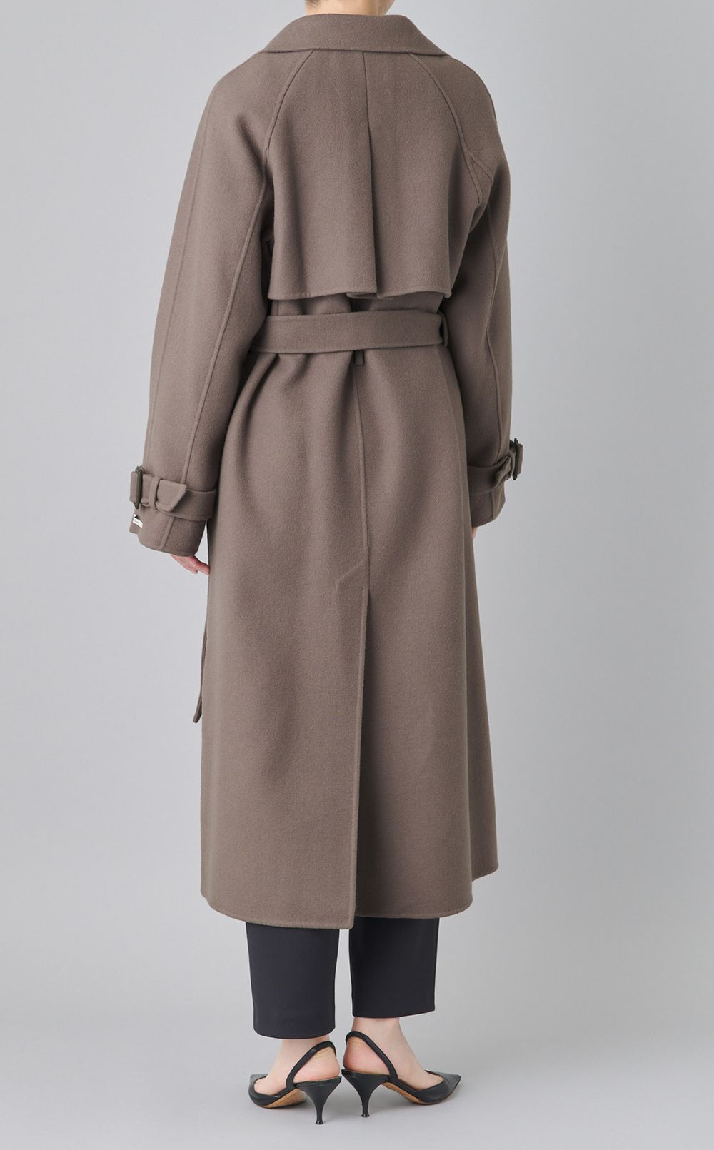 ウール混ロングトレンチコート