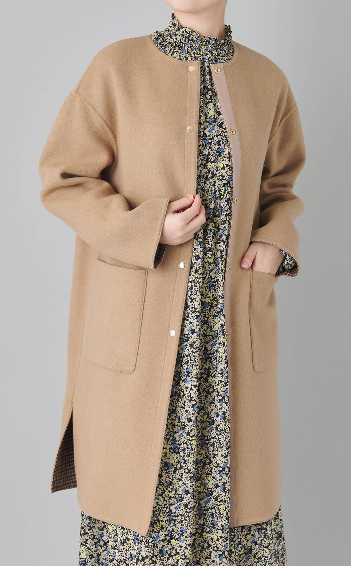 MACKINTOSH PHILOSOPHY｜リバーシブルノーカラーミドルコート