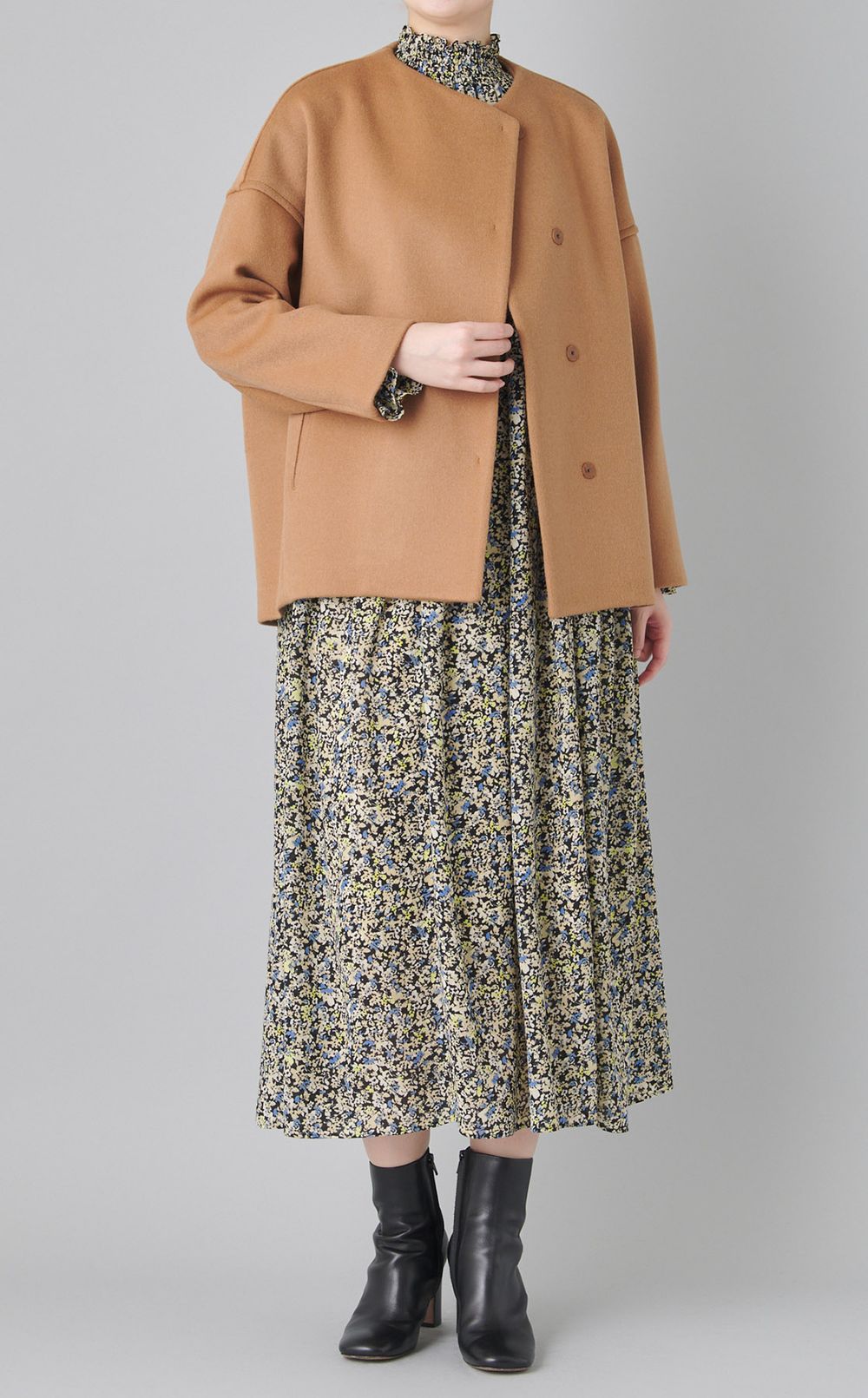 ウールカシミヤショートコクーンコート