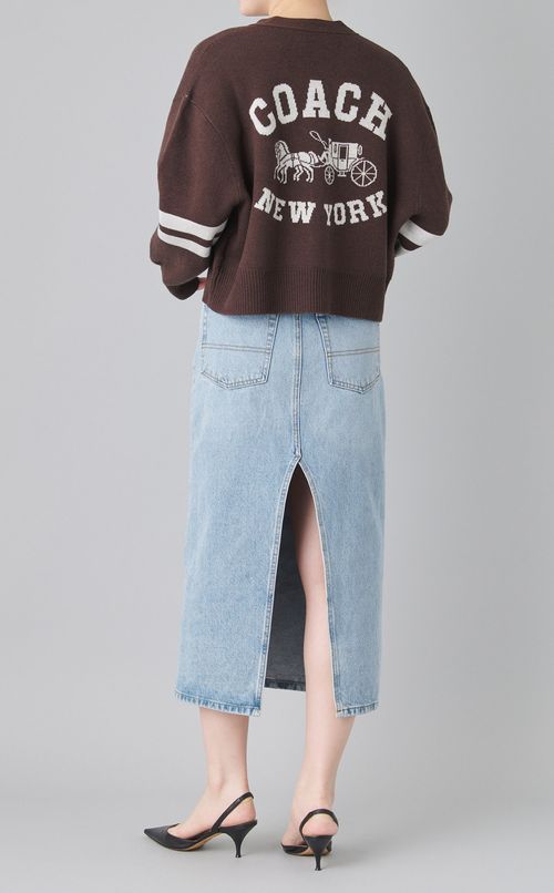 バックロゴVネッククロップカーディガン