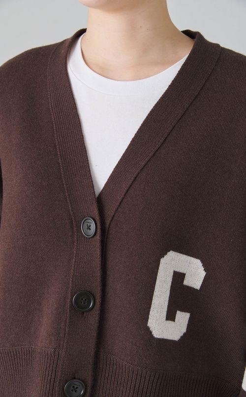 バックロゴVネッククロップカーディガン