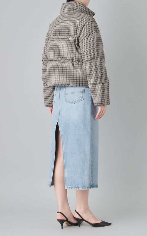 ウールチェック中綿ダウンブルゾン