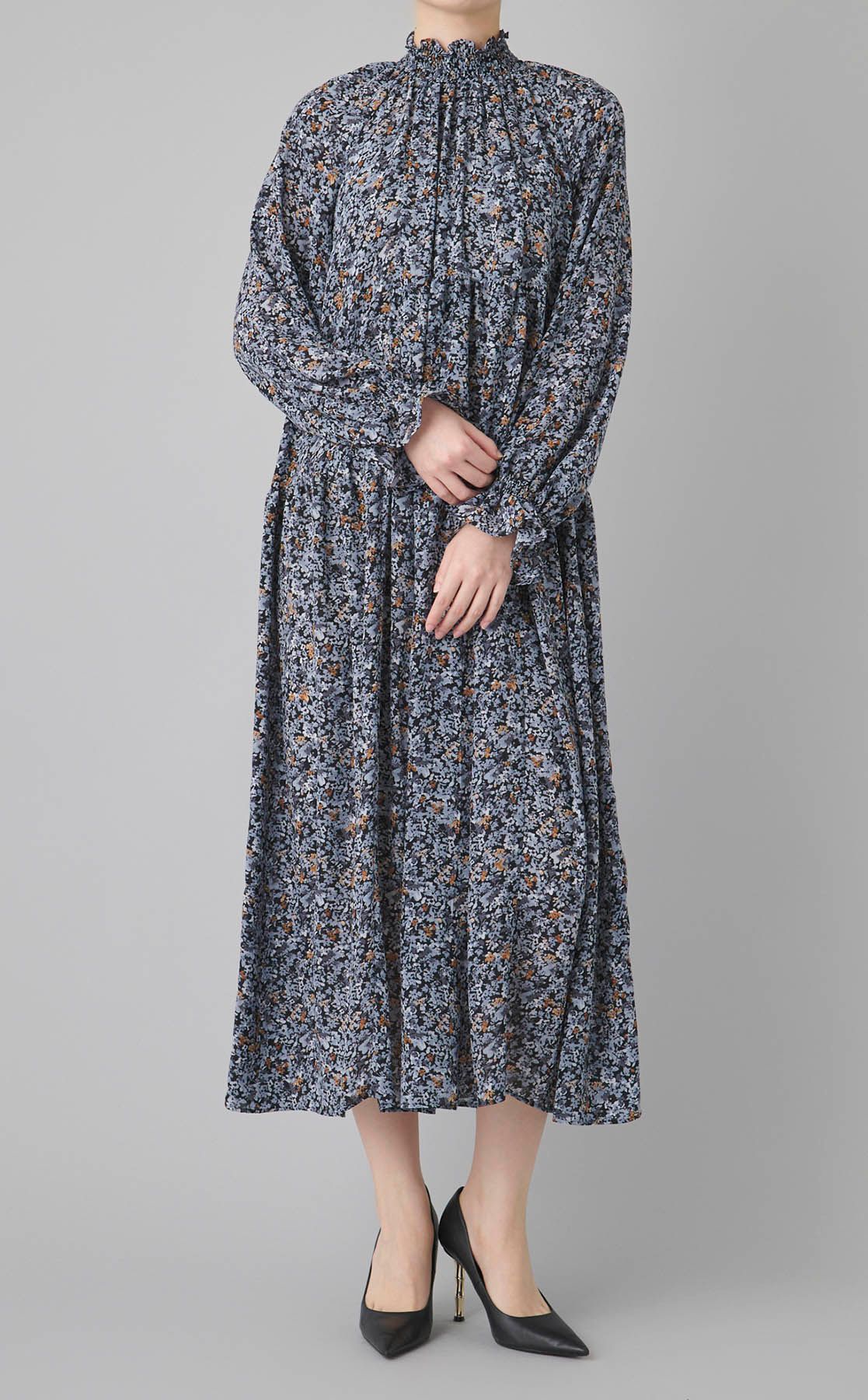 Ballsey｜フラワープリントシャーリングワンピース