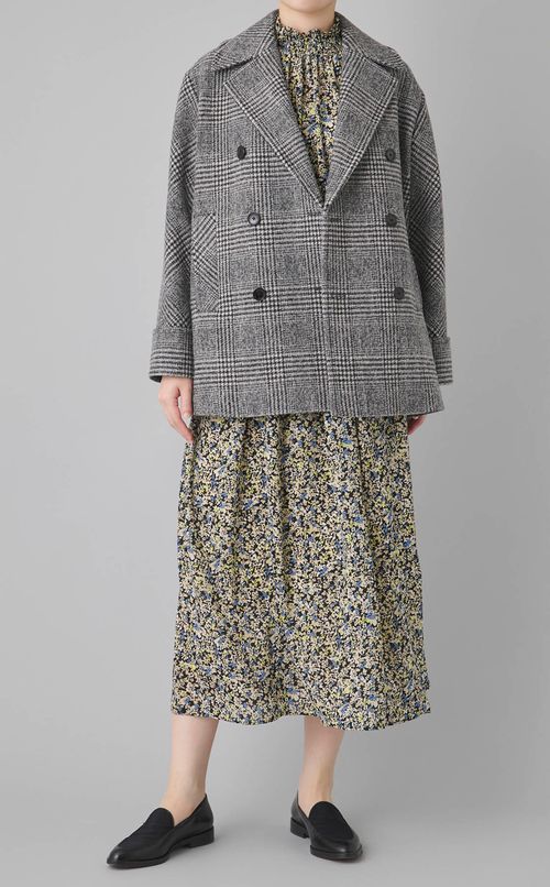 グレンチェックボクシーダブルコート