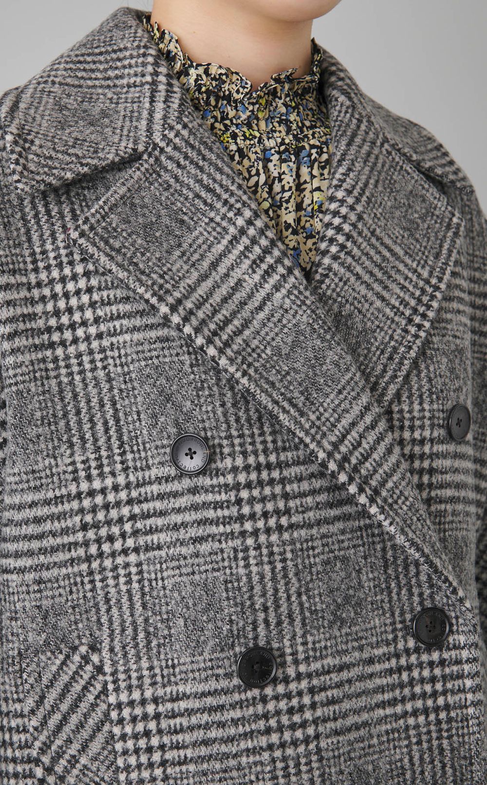 グレンチェックボクシーダブルコート