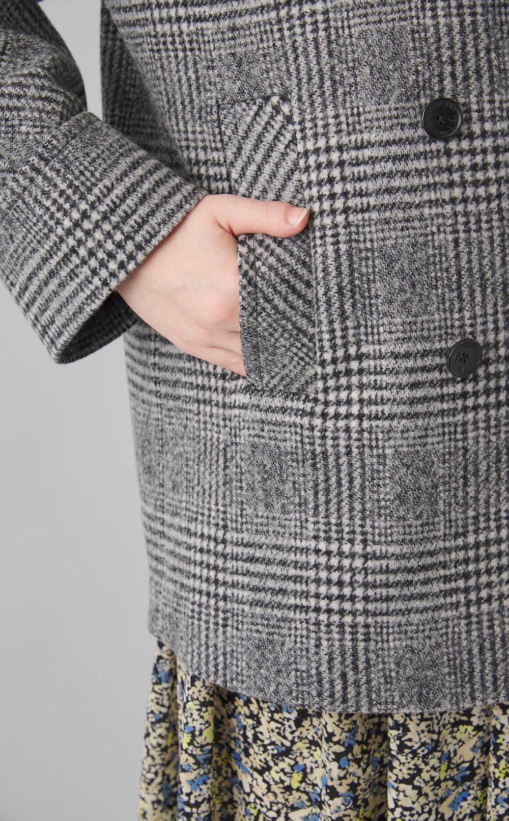 グレンチェックボクシーダブルコート