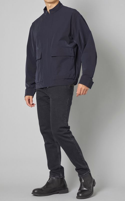 スタンドカラーボマーブルゾン