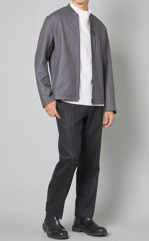 ウールストライプストレートパンツ