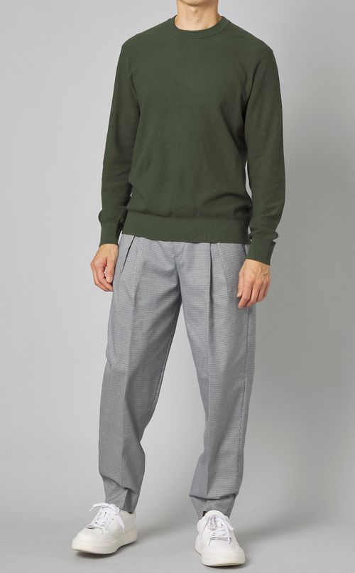 レーヨンポリエステルクルーネックニット