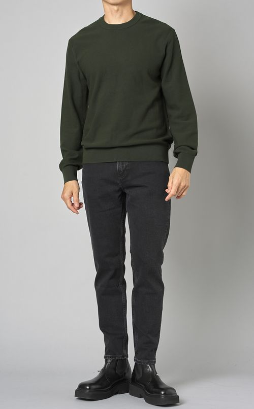 レーヨンポリエステルクルーネックニット