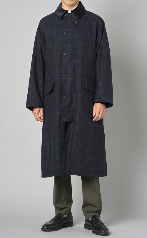 ウールチェックハンティングコート