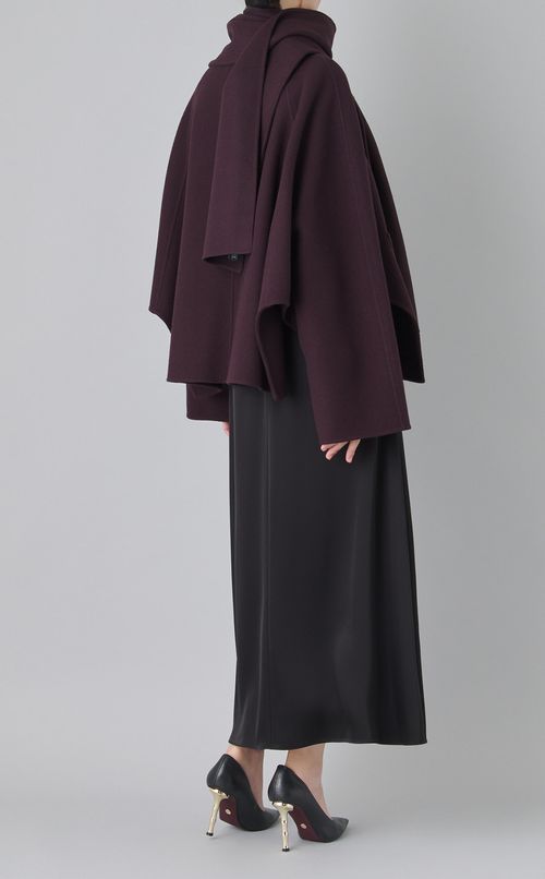 ストール付きポンチョショートコート