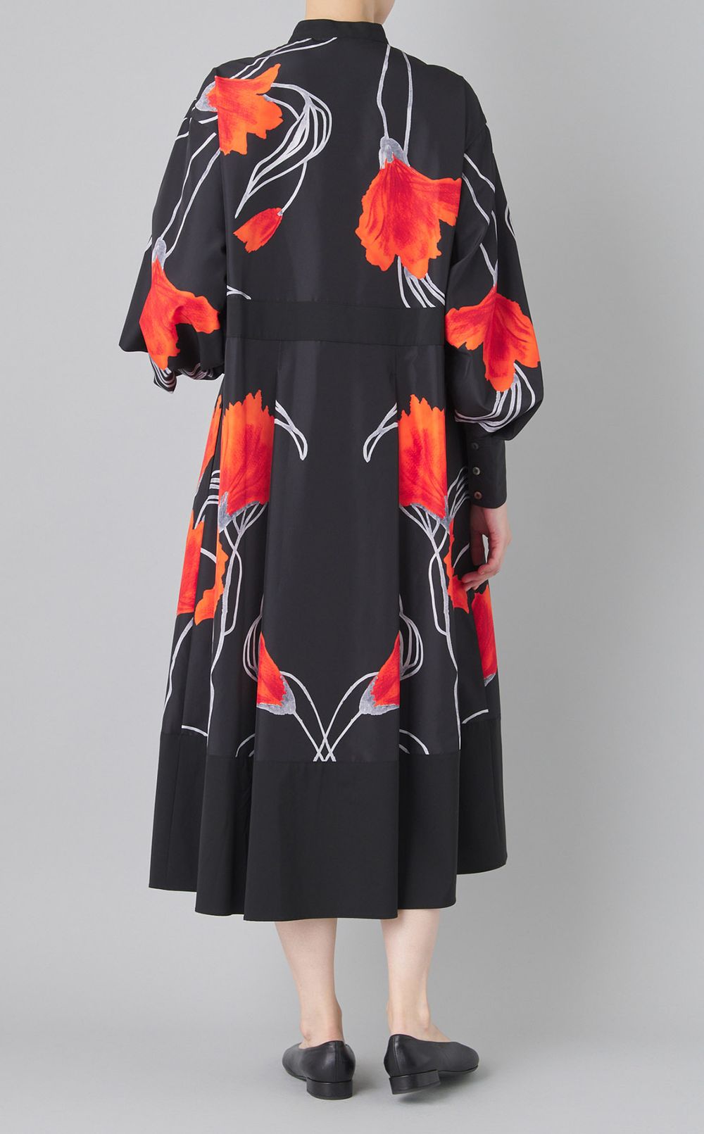 フラワープリントシャツワンピース