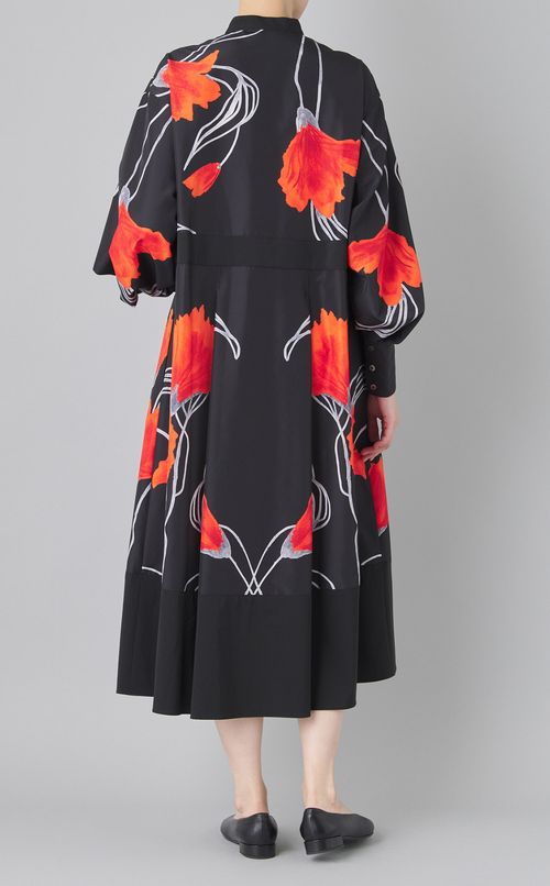 フラワープリントシャツワンピース