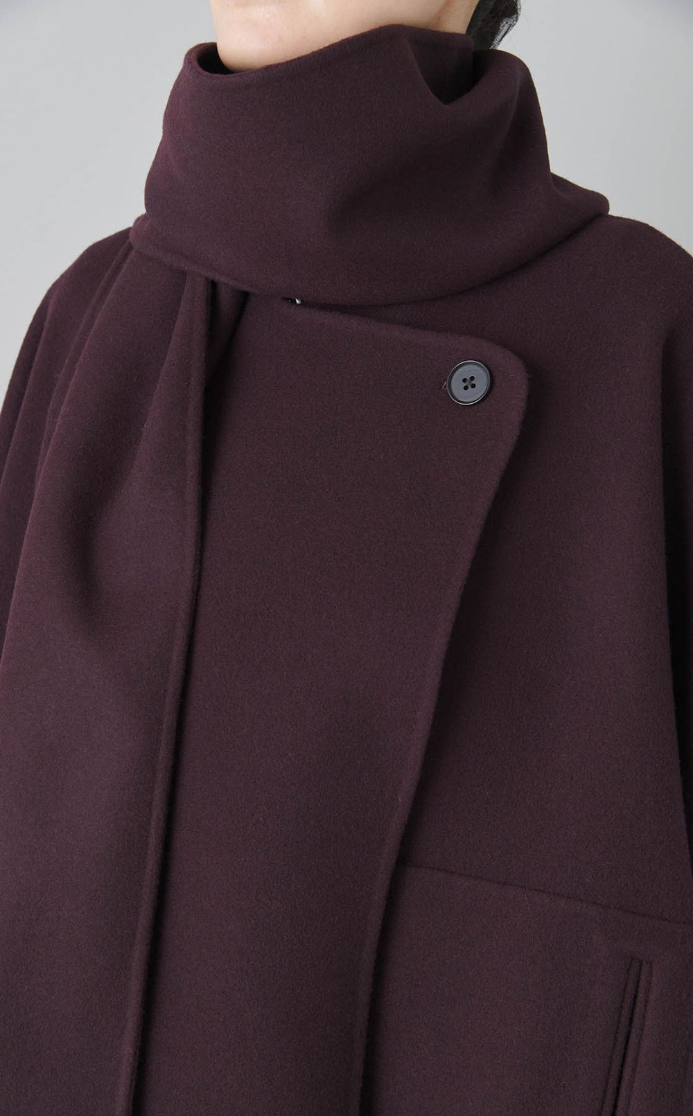 ストール付きポンチョショートコート