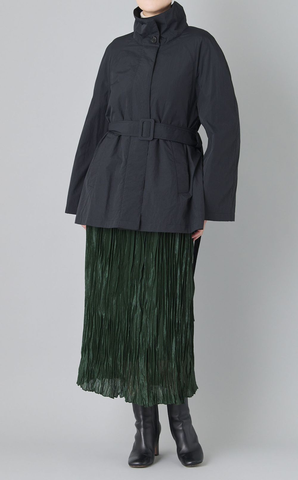 ベルテッドスタンドカラーブルゾン