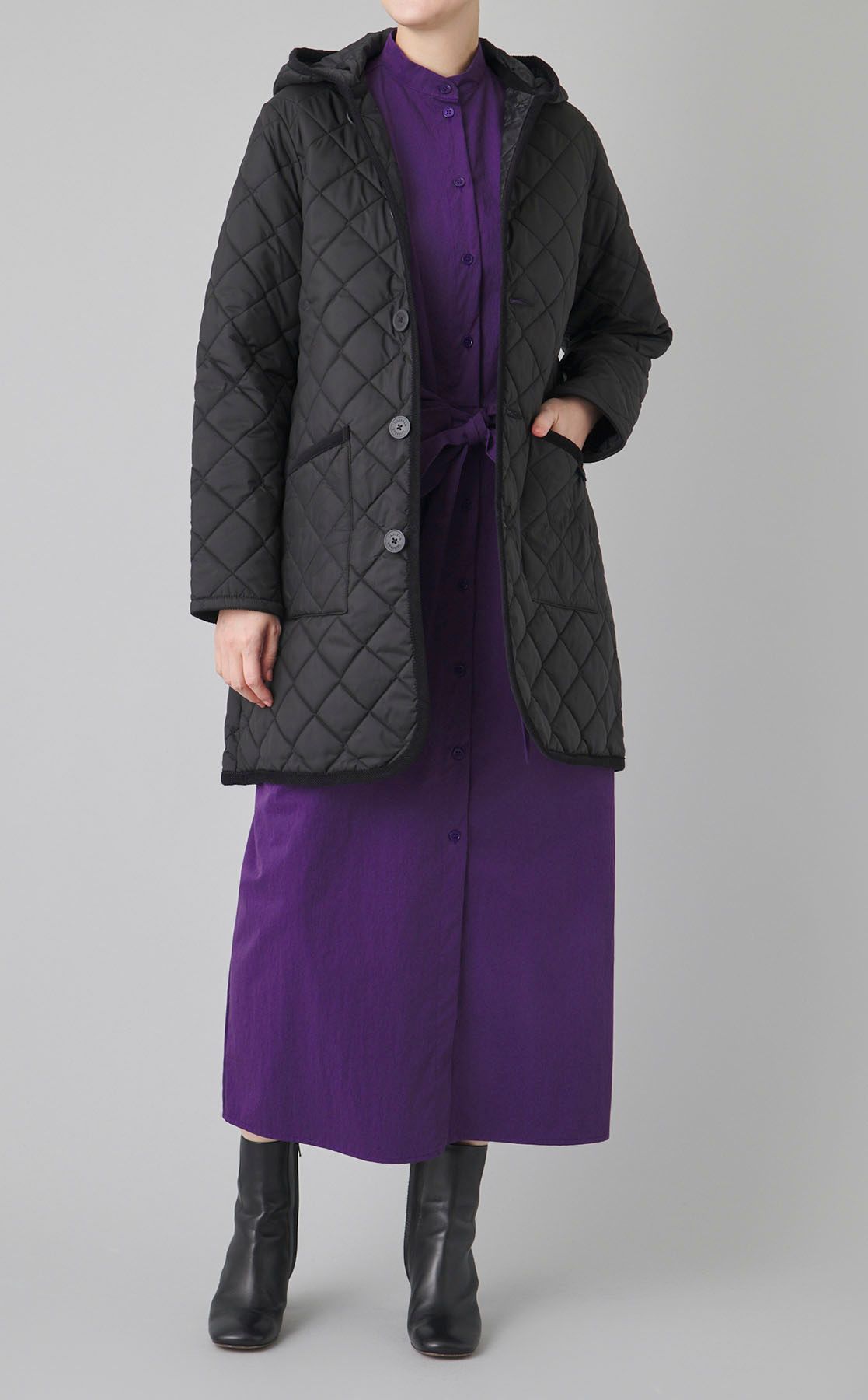 LAVENHAM｜キルティングフーディロングコート