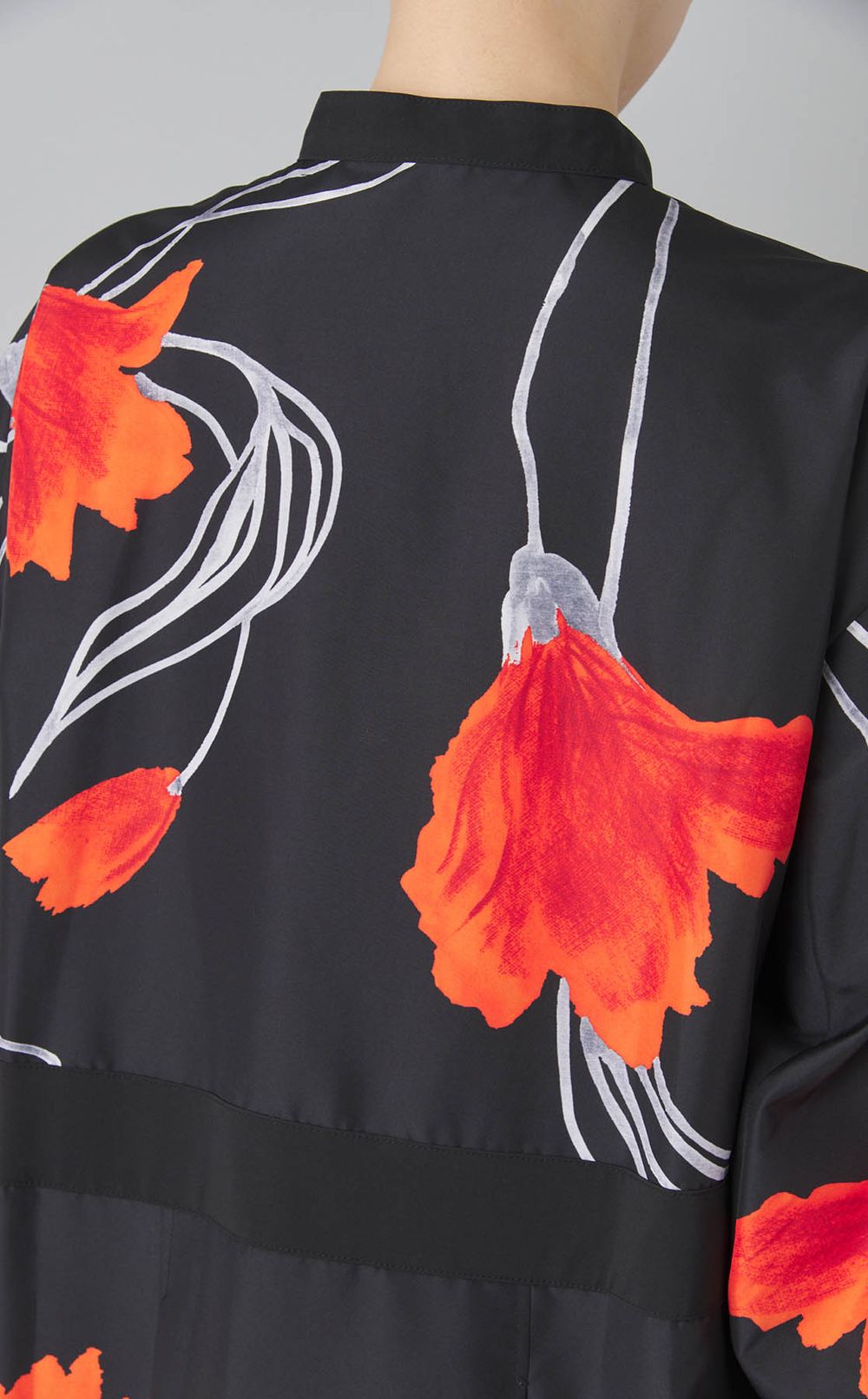 フラワープリントシャツワンピース