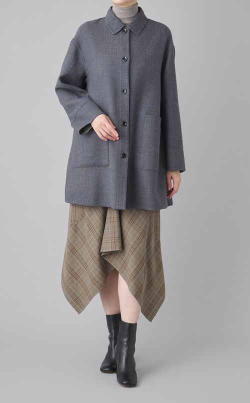 チェックウールラッフルスカート