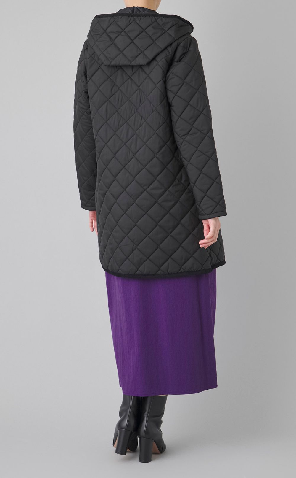キルティングフーディロングコート